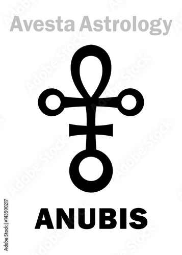Astrology Alphabet: ANUBIS (Ahriman?), Avestian astral planet-conductor. Hieroglyphics character sign (single symbol).