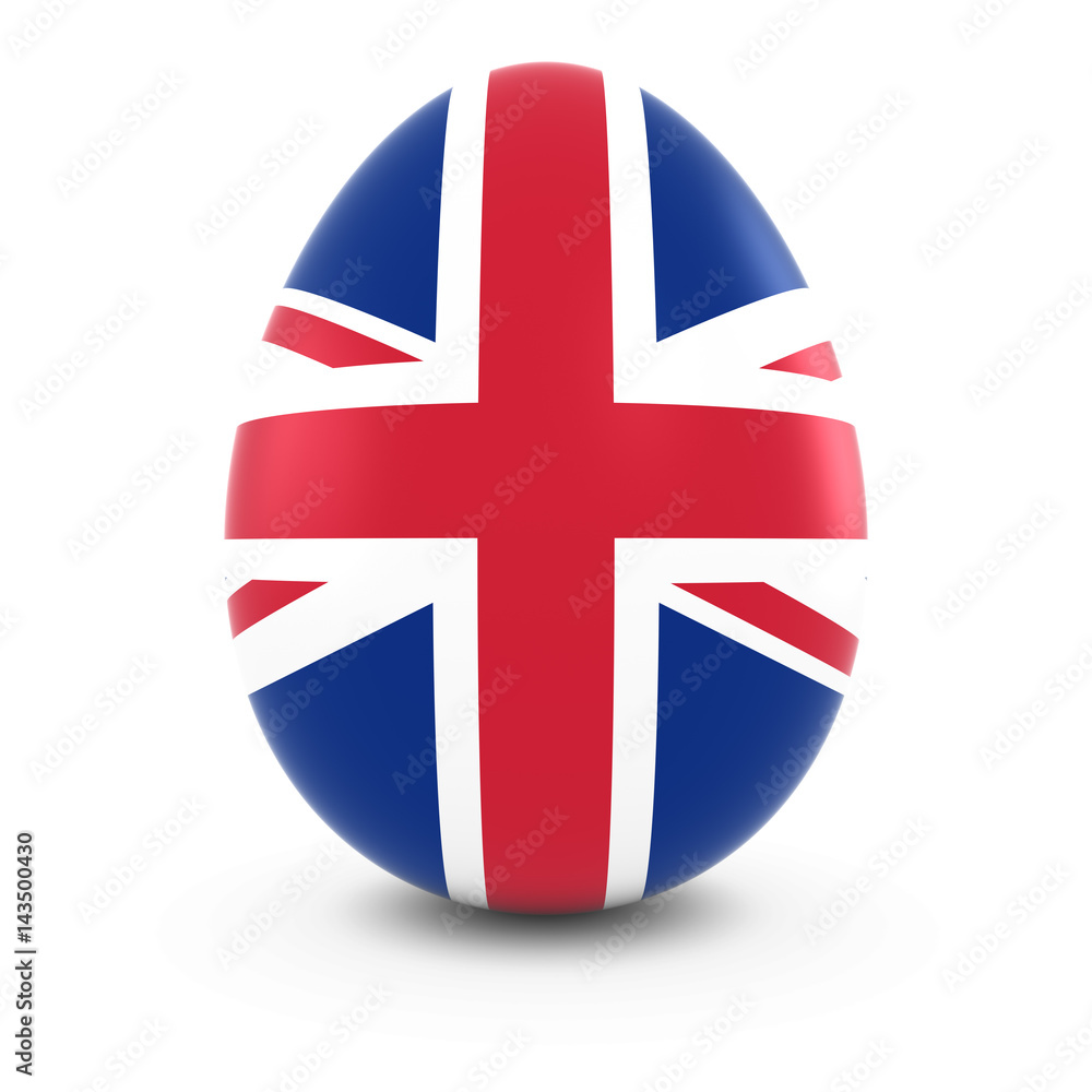 Fototapeta premium Egg with United Kingdom Flag Isolated on White 3D Illustration