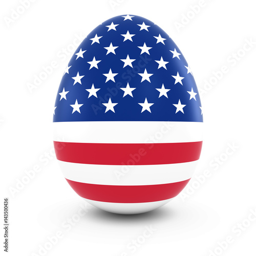 Egg with United States Flag Isolated on White 3D Illustration