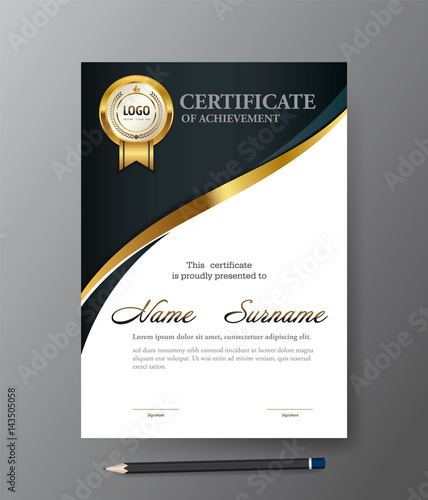 Modern Golden certificate template,A4 size diploma, vector illustration