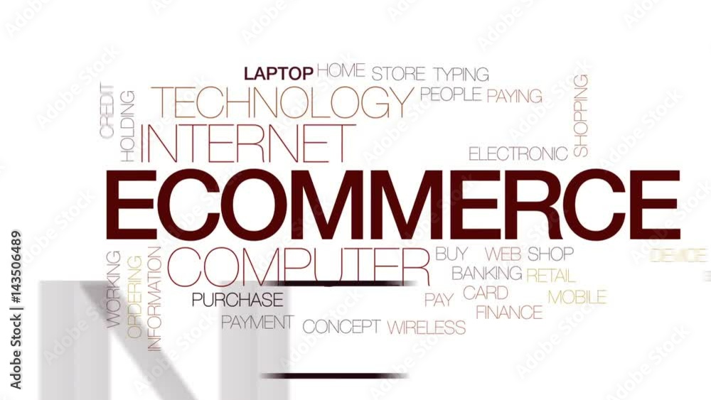 Ecommerce animated word cloud, text design animation. Kinetic typography. Ecommerce animated word cloud, text design animation. Kinetic typography.