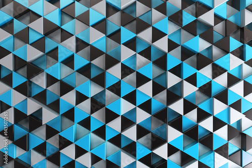 Pattern of black, white and blue triangle prisms