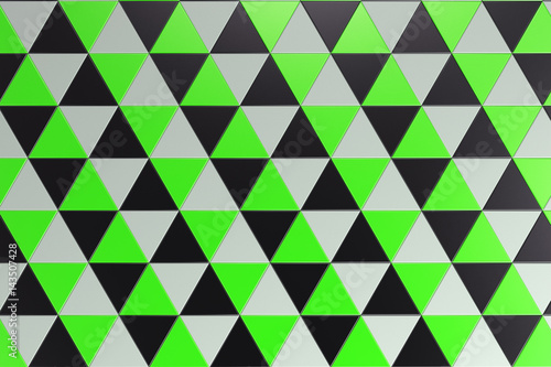 Pattern of black, white and green triangle prisms