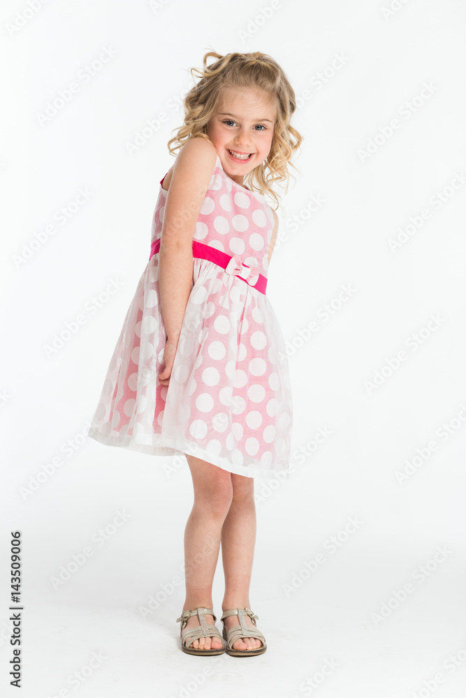 Pretty blonde kid on white background Pretty blonde kid on white background