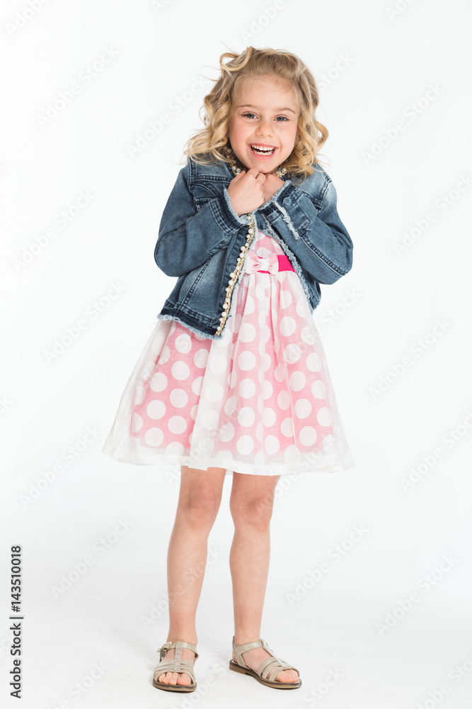 Pretty blonde kid on white background Pretty blonde kid on white background