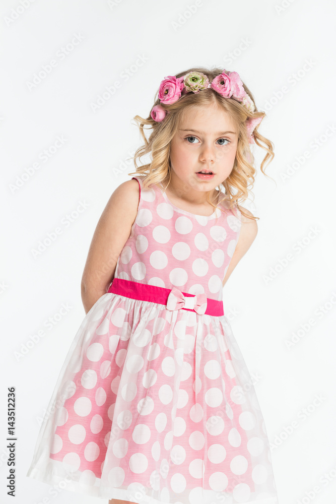 Pretty blonde kid on white background Pretty blonde kid on white background