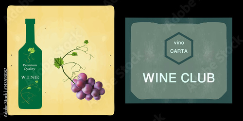 Fresh bunch of grapes. Manufacturer of fresh juices and wine. Logo.