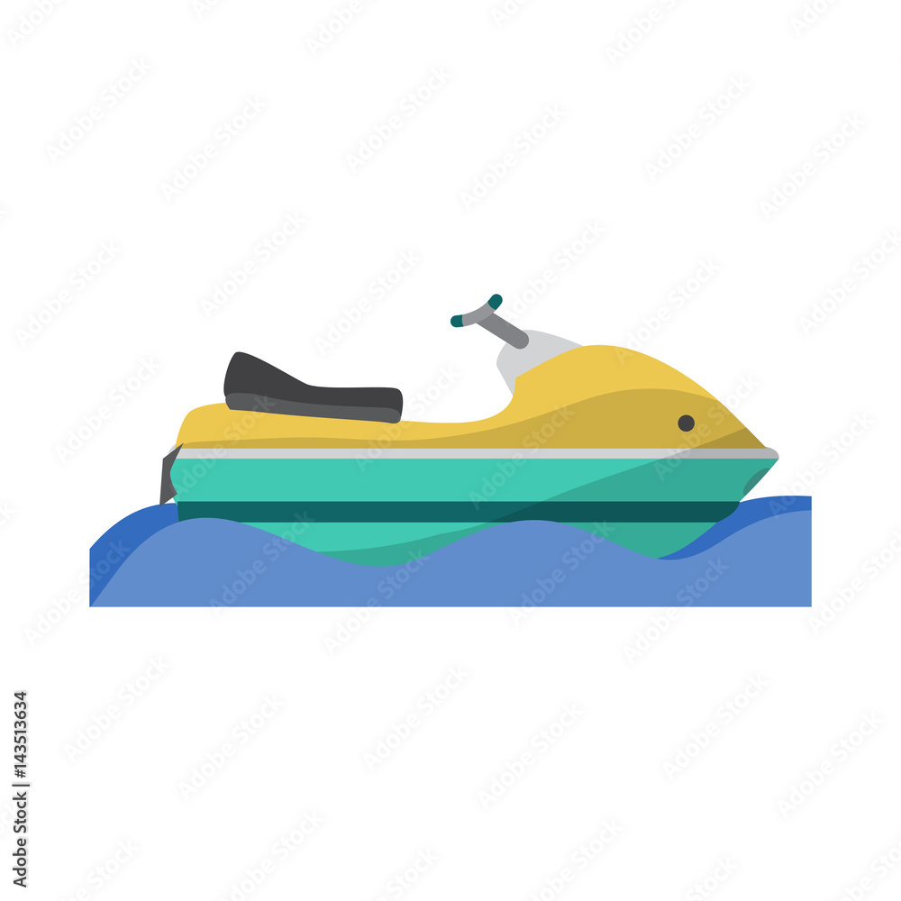 Water transport scooter, jet ski boat. Vector flat cartoon illustration  isolated on a white background Stock Vector | Adobe Stock