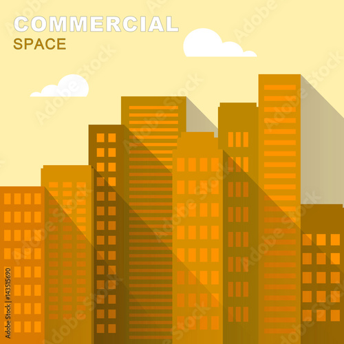 Commercial Space Downtown Describes Real Estate 3d Illustration