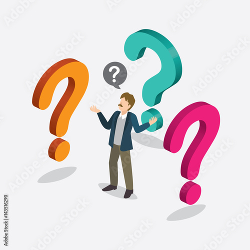 businessman with question mark isometric