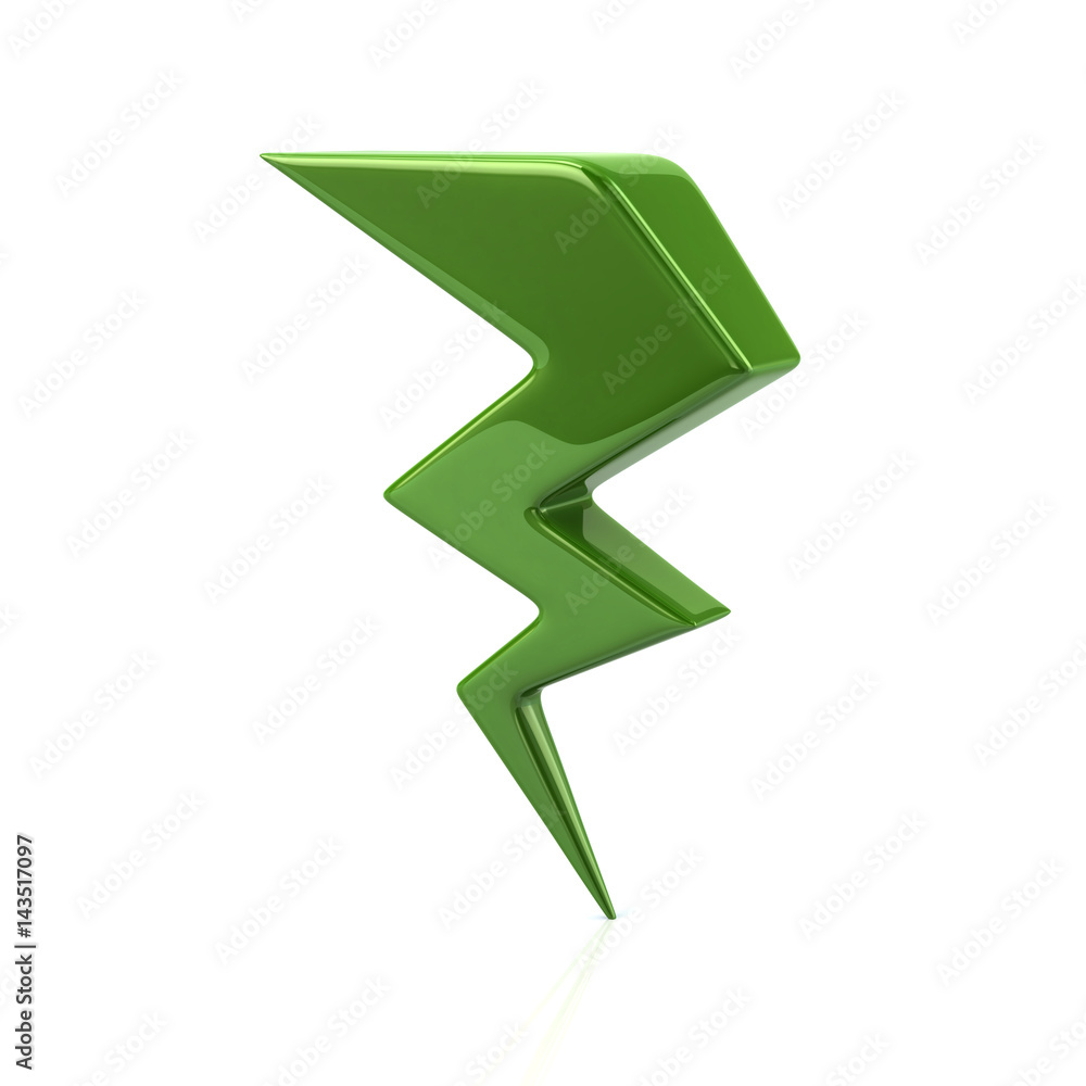 Green lightning icon 3d illustration Green lightning icon 3d illustration