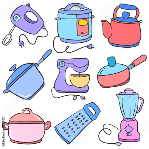 Doodle of kitchen set design art