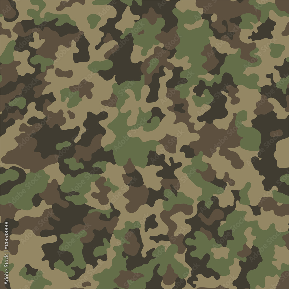Fototapeta Streszczenie tło kamuflażu wojskowego lub myśliwskiego. Bezszwowy wzór. Brązowy, zielony, kolor.
