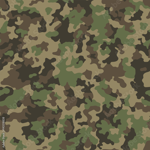 Abstract military or hunting camouflage background. Seamless pattern. Brown, green, color.