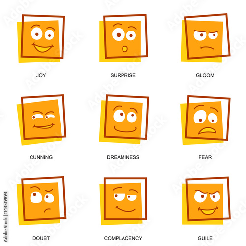 Cartoon emotional squares