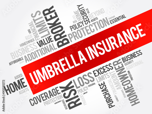 Umbrella Insurance word cloud collage, business concept background
