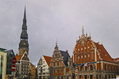 Exterior view to City hall and square, Riga, Latvia