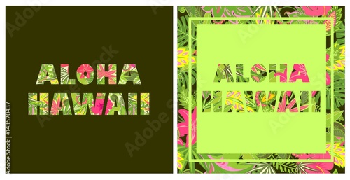 Aloha Hawaii. T-shirt prints with tropical flowers