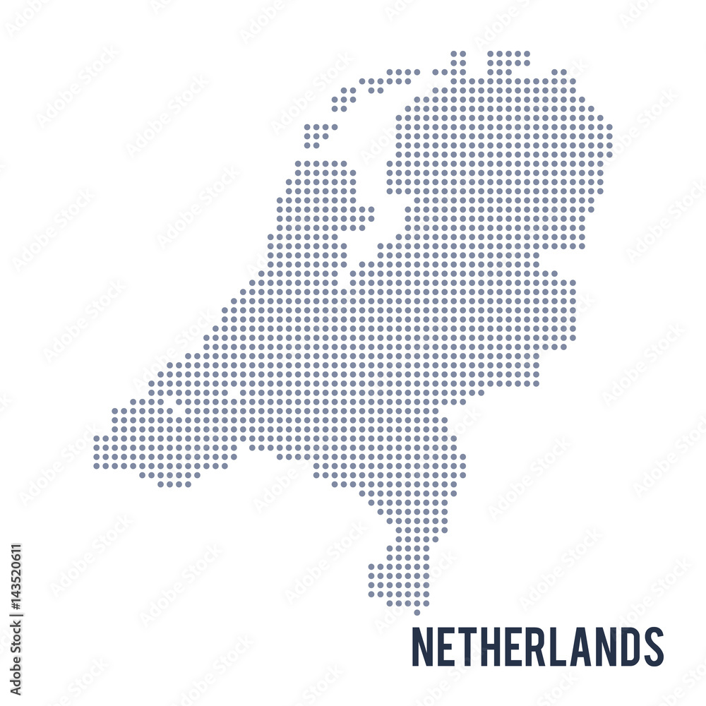 Obraz premium Vector dotted map of Netherlands isolated on white background .
