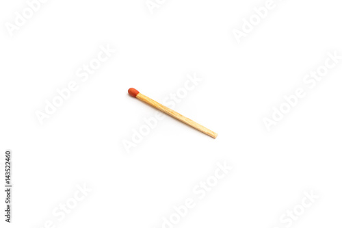 close-up of wooden match stick on white background