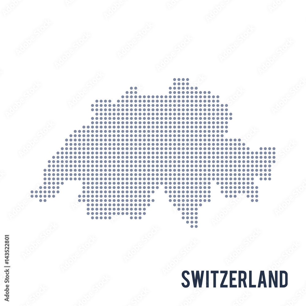 Vector dotted map of Switzerland isolated on white background .