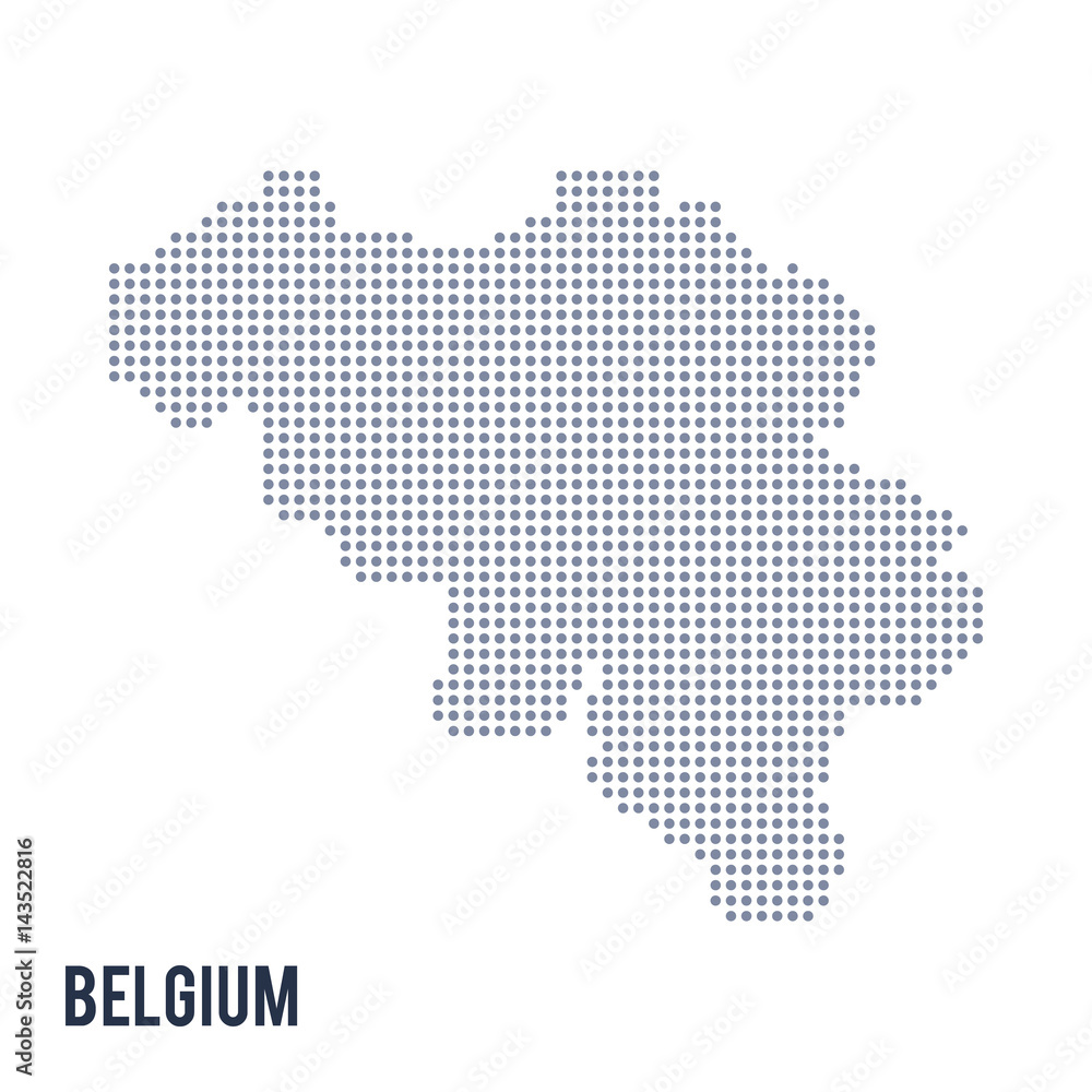 Vector dotted map of Belgium isolated on white background .