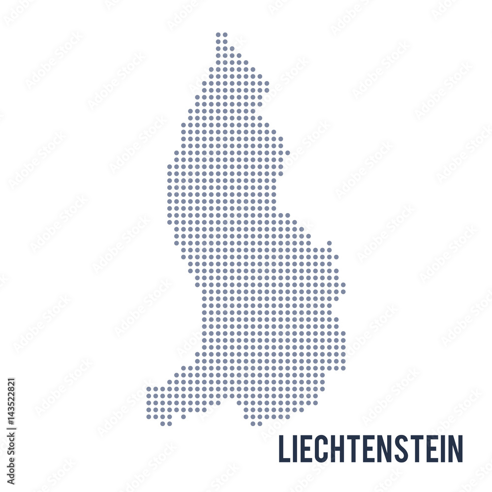 Vector dotted map of Liechtenstein isolated on white background .