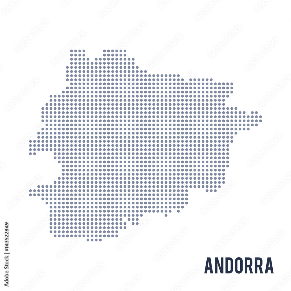 Vector dotted map of Andorra isolated on white background .