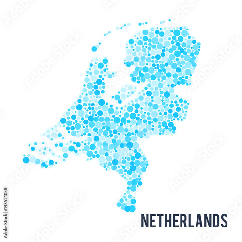 Fototapeta Vector dotted colorful map of Netherlands isolated on a white background