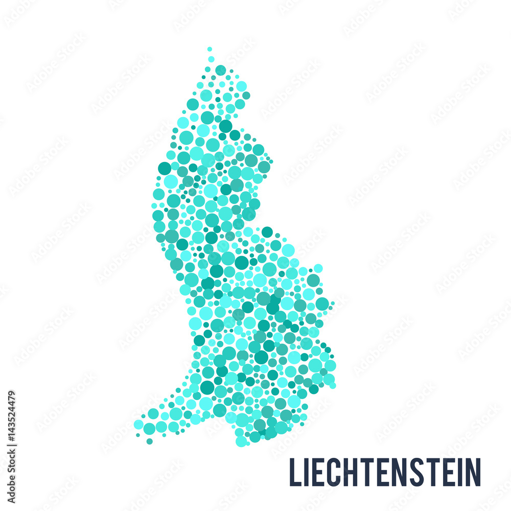 Vector dotted colorful map of Liechtenstein isolated on a white background
