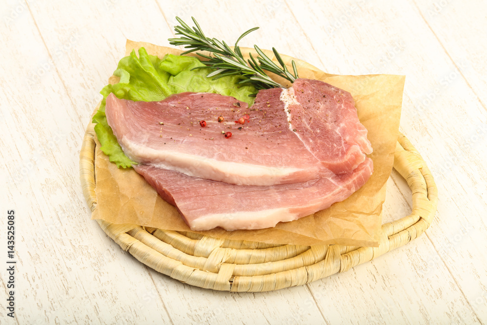 Raw pork steak