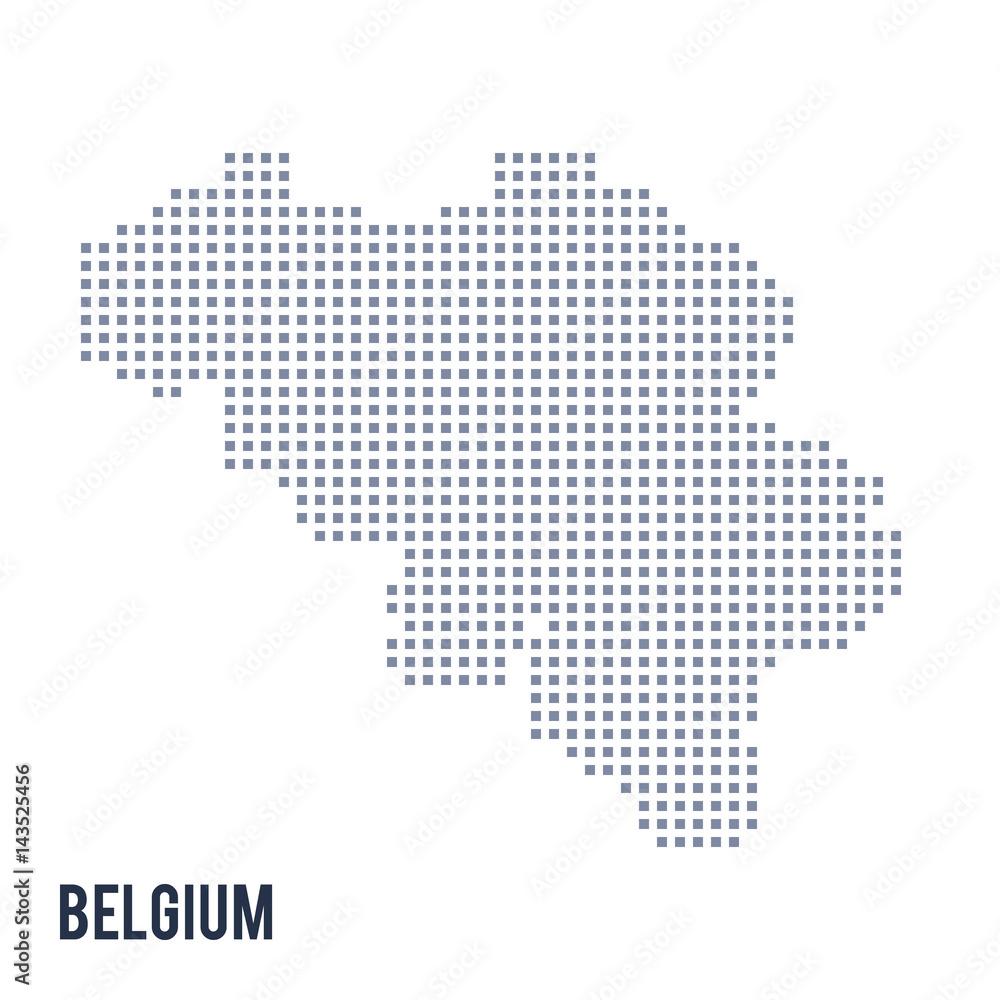 Vector pixel map of Belgium isolated on white background