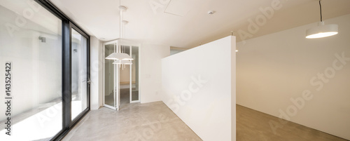 interior panorama, white empty office, room.