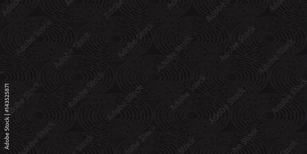 Circular isometric seamless pattern of colored labyrinth, flat