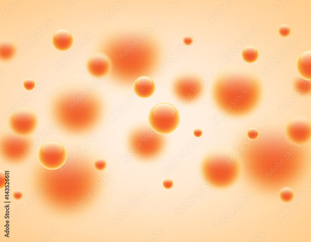 Orange background with 3d bubbles.