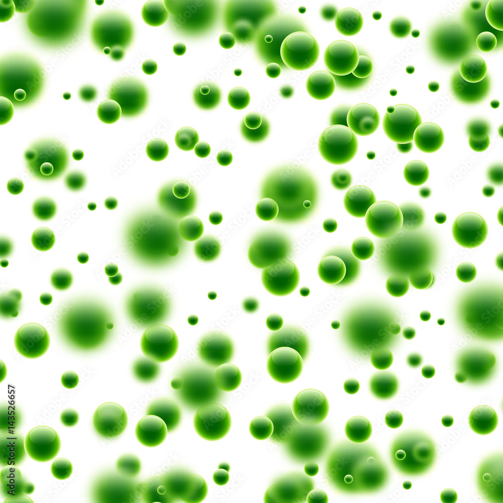 Green background with 3d bubbles. Green background with 3d bubbles.