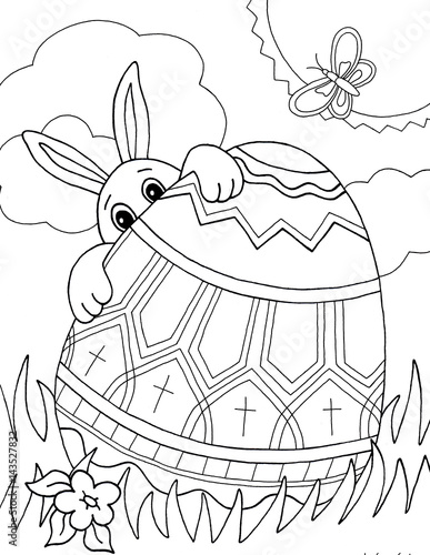 Easter Bunny Egg Hunt (Coloring Page)