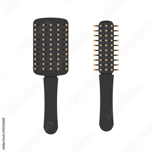 Set of massage brushes for hair. Two combs for hair isolated on white background. Vector illustration.