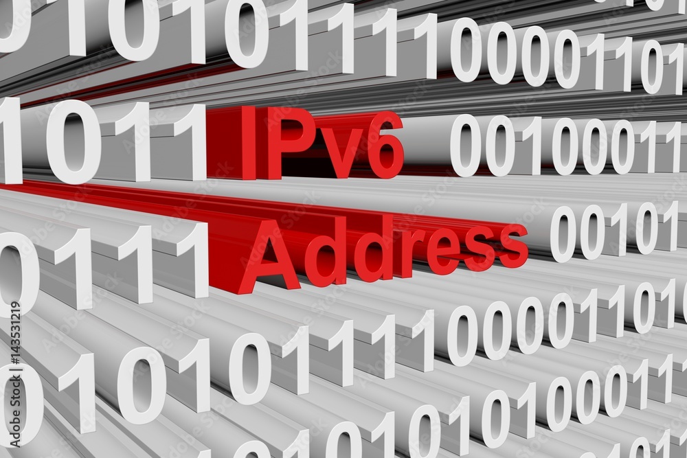 IPv6 address as a binary code 3D illustration