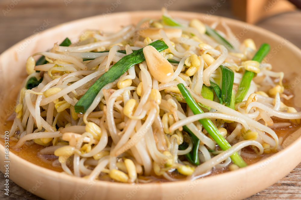 Fried bean sprouts, Vegetarian food. Fried bean sprouts, Vegetarian food.