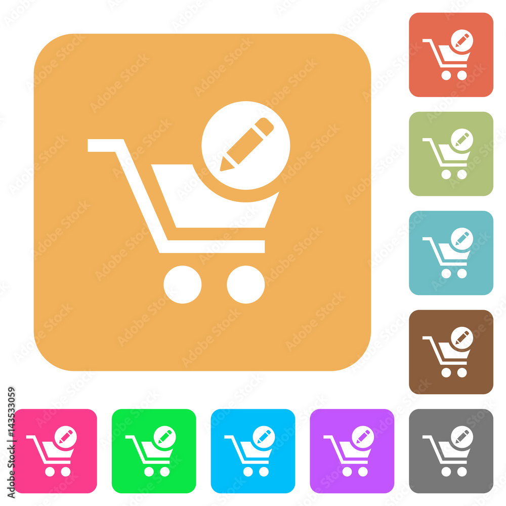 Edit cart items rounded square flat icons Edit cart items rounded square flat icons
