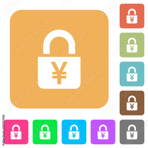 Locked Yens rounded square flat icons