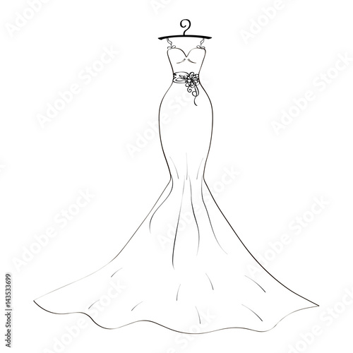 Beautiful wedding dress illustration