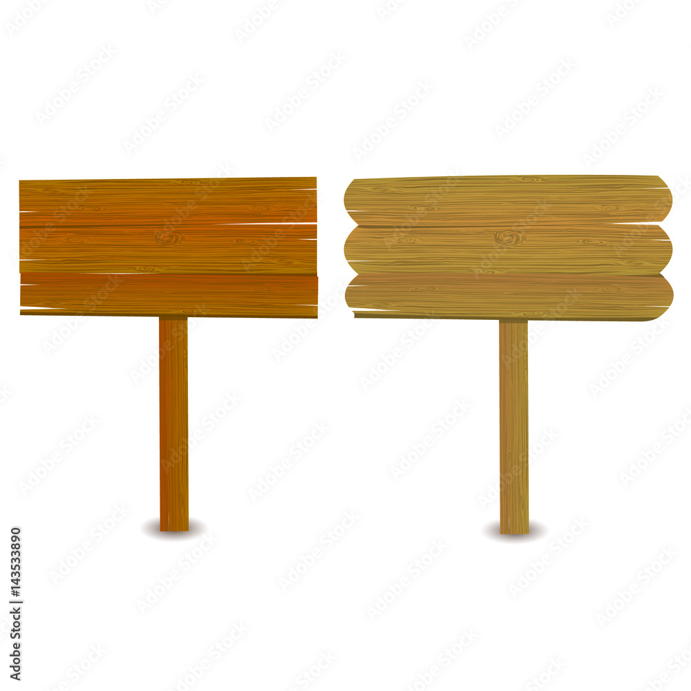 Set of wooden signboards isolated on white. Wood old planks signs. Set of wooden signboards isolated on white. Wood old planks signs.