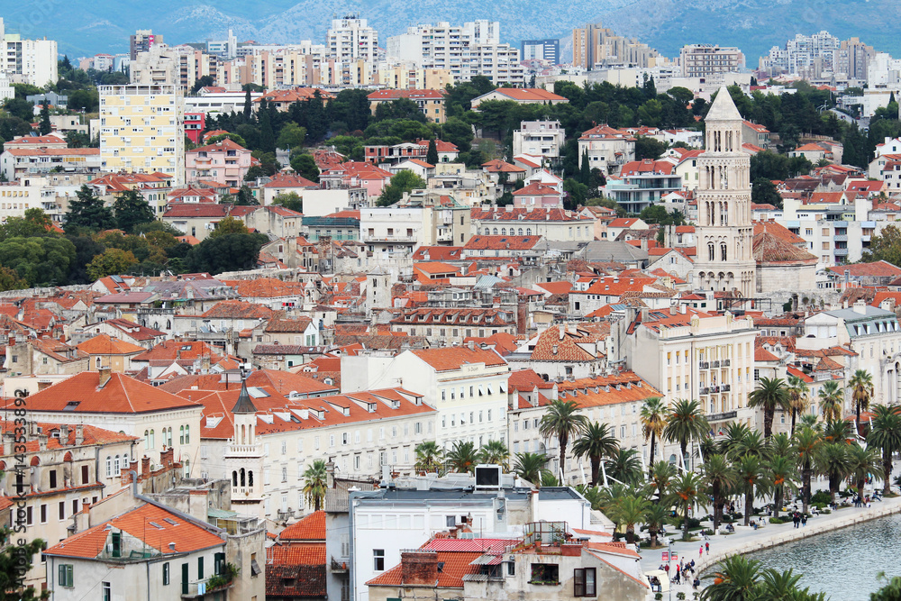 View to Split city and promenade, Croatia 