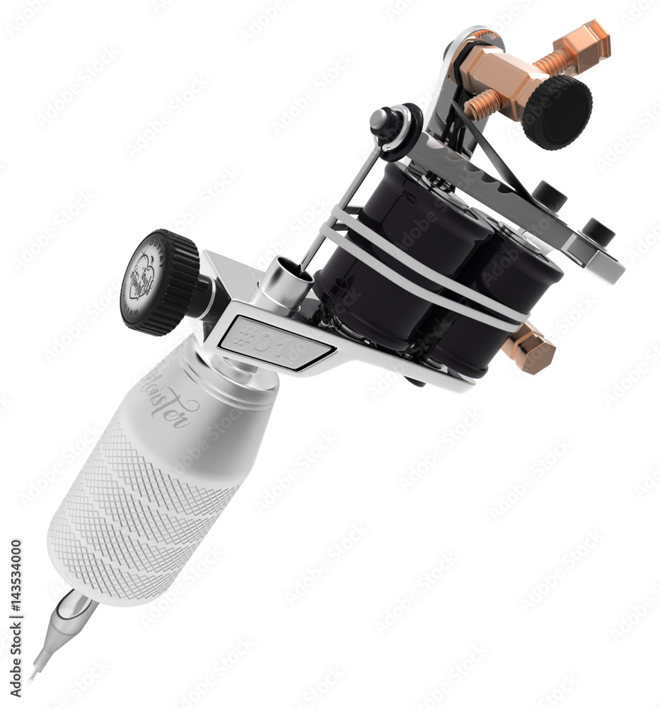 Metallic silver gloss tattoo machine big grey grip. Metallic silver gloss tattoo machine big grey grip.