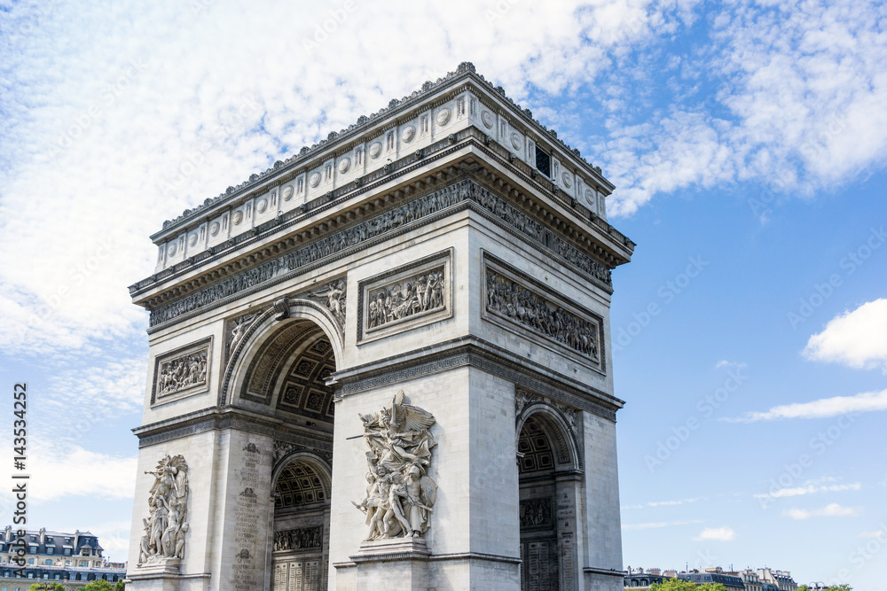 Arc de triomphe in Paris, one of the most famous monuments Arc de triomphe in Paris, one of the most famous monuments