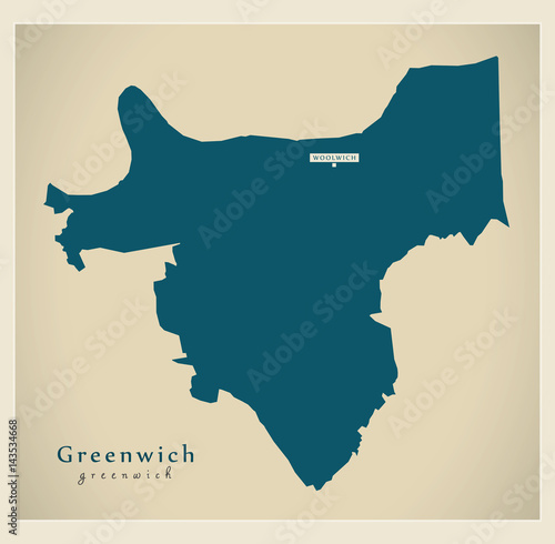 Modern Map - Greenwich borough Greater London UK England