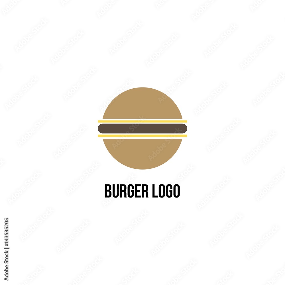 Simple Flat Design Burger Logo Template. Isolated on White Background. Simple Flat Design Burger Logo Template. Isolated on White Background.