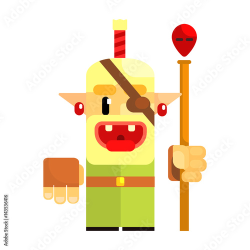 Cheerful cartoon gnome pirate. Fairy tale, fantastic, magical colorful character